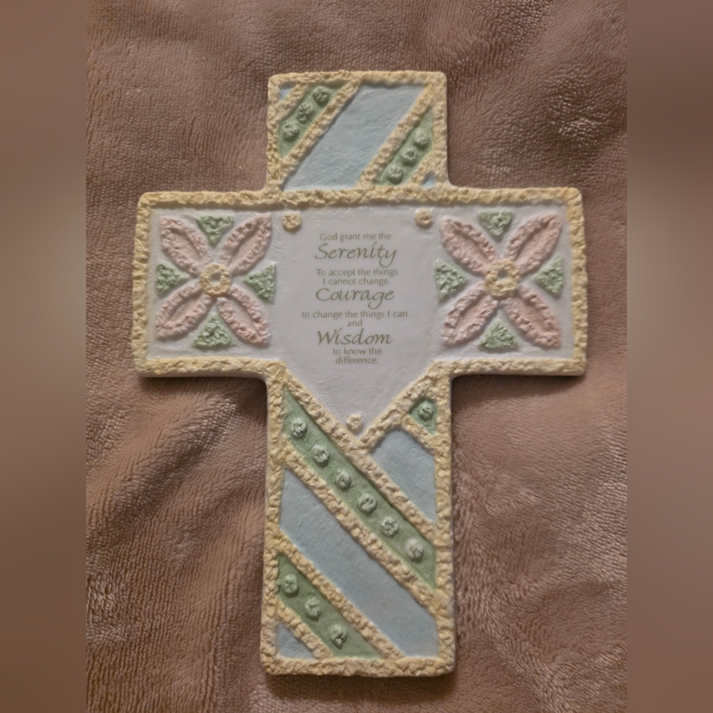 Pastel Serenity Prayer Cross Wall Decor